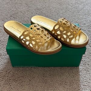 Metallic Gold Slide Sandals size 9